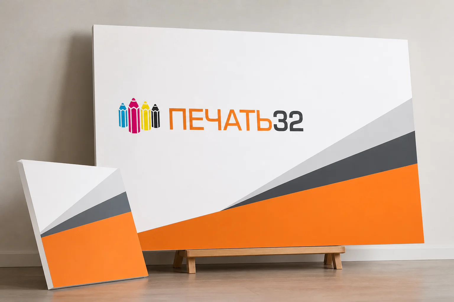 Жёсткие панели из пенокартона с фирменной печатью ПЕЧАТЬ32 и видимым белым торцом; для заказа в Туле